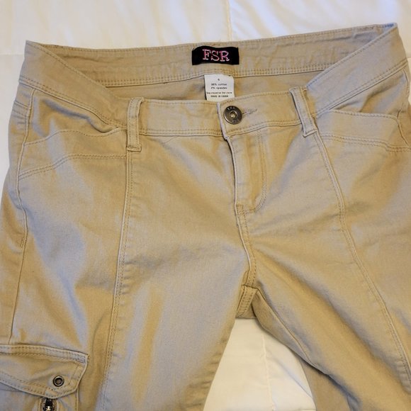 FSR khaki tan cargo straight leg jean pants sz: 5 Jr - Picture 6 of 7